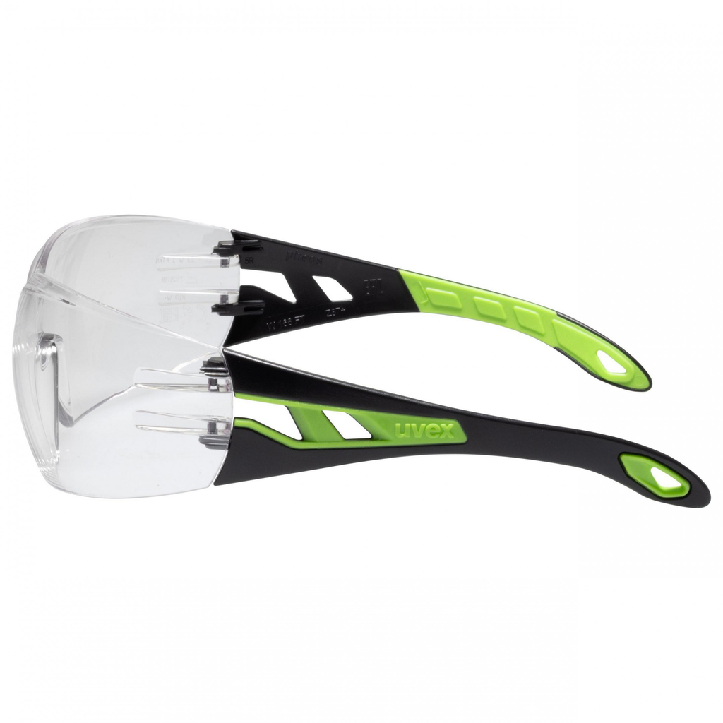 uvex pheos clear blk/lime safety specs