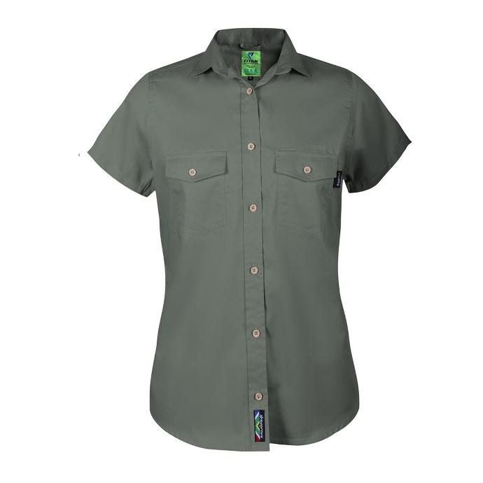 Titan Ladies Premium Fatigue Green Short Sleeve Workshirt