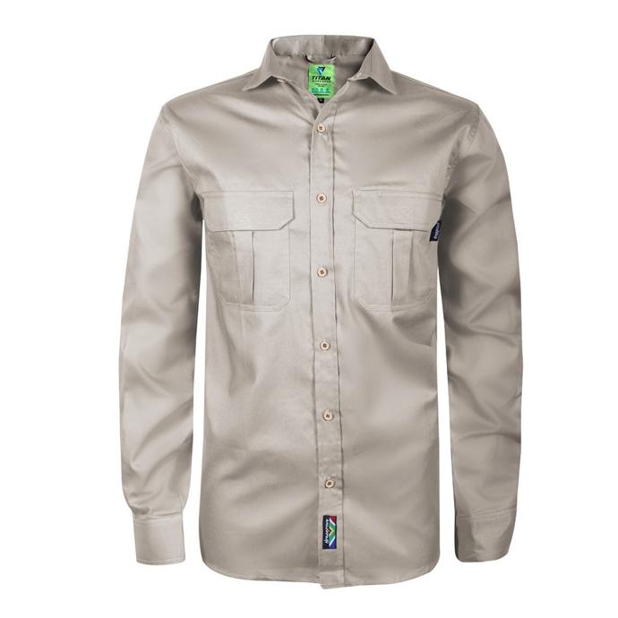 Titan Mens Premium Stone Long Sleeve Workshirt