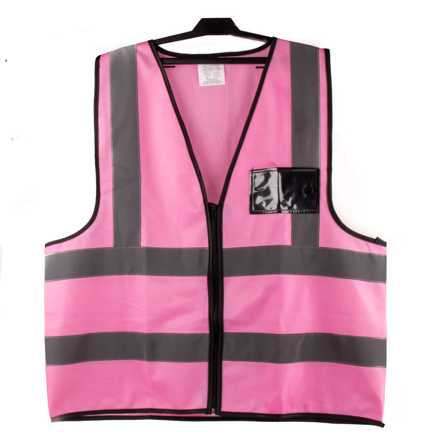 Pioneer Pink Reflective Vest with Zip & ID Pouch [V020]