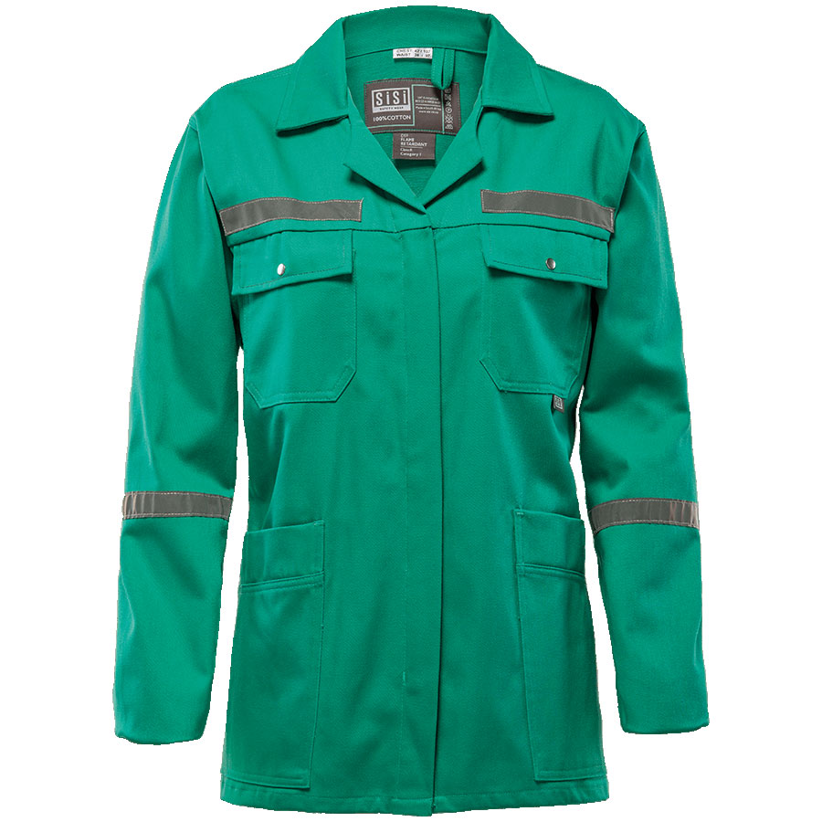 SISI D59 100% Cotton Reflective Work Jacket - Fern Green