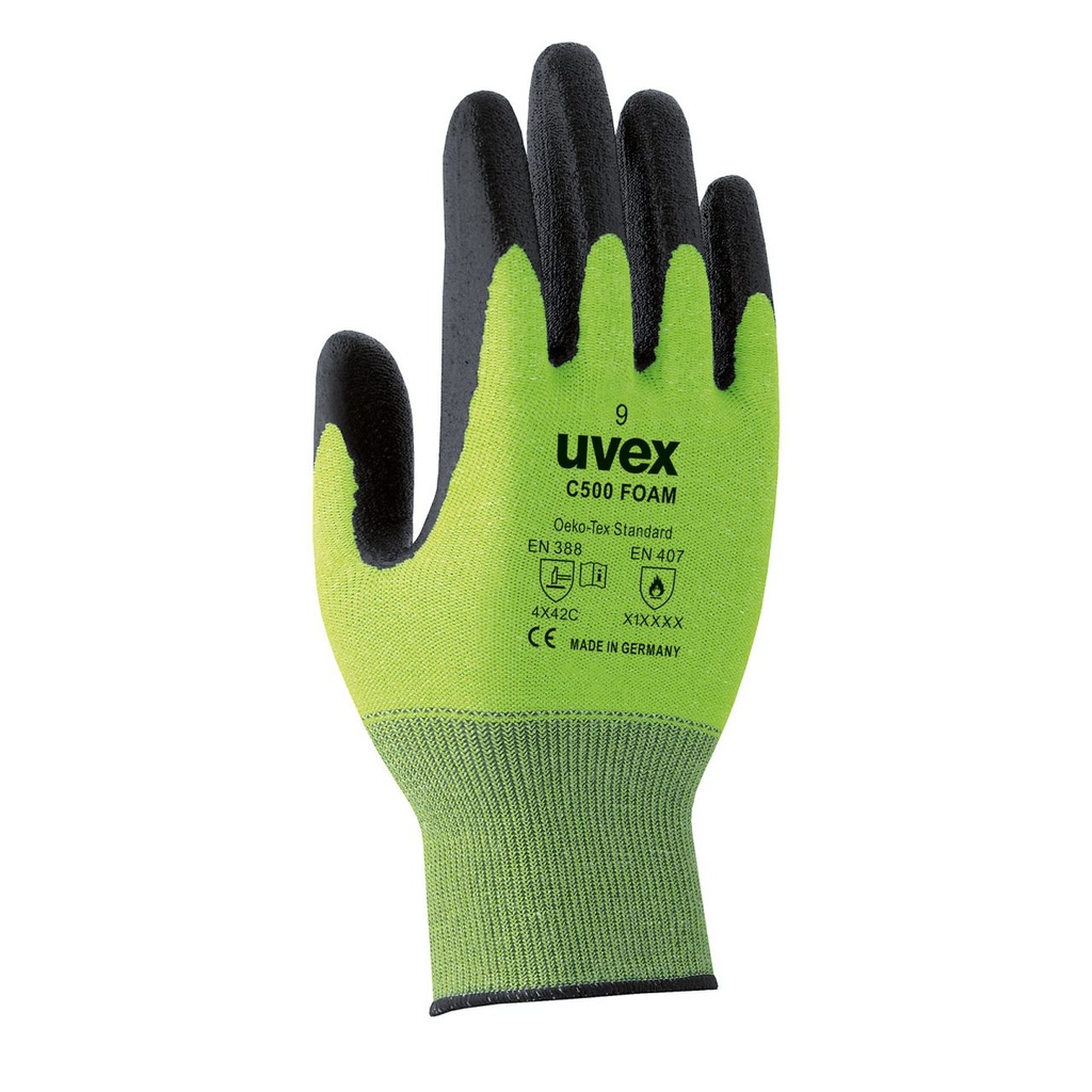 Uvex Green C500 foam Gloves