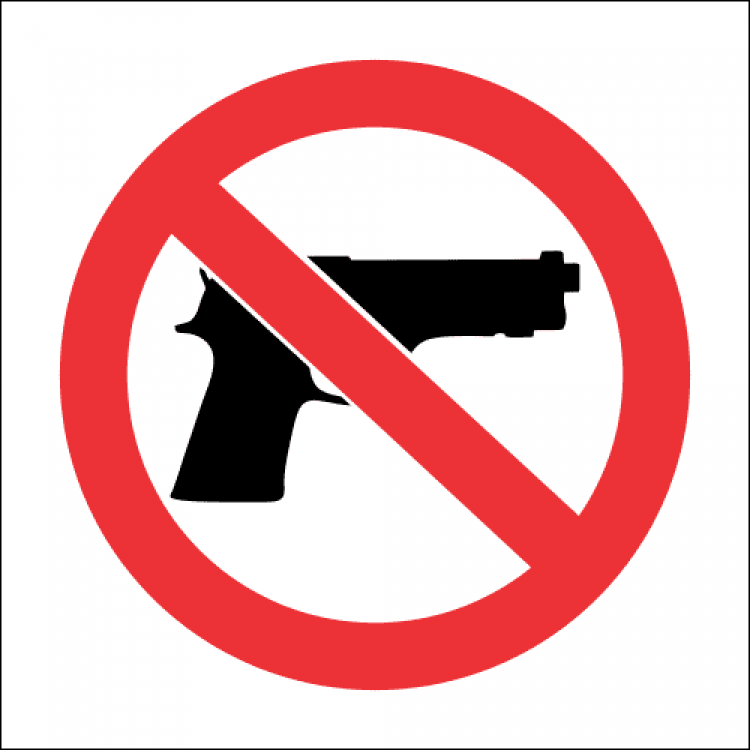 Sign Carrying Of Firearm Is Prohibited 190X190