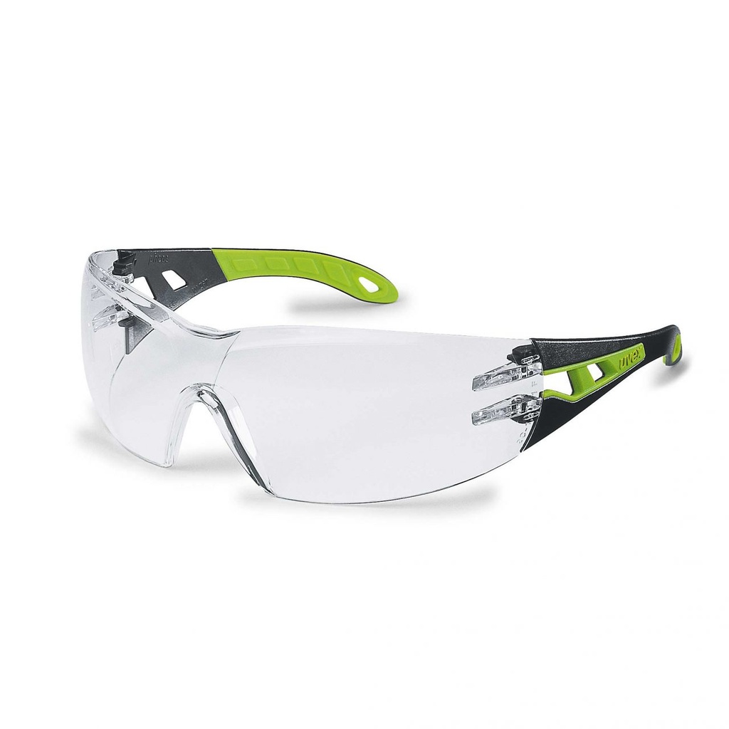 uvex pheos clear blk/lime safety specs