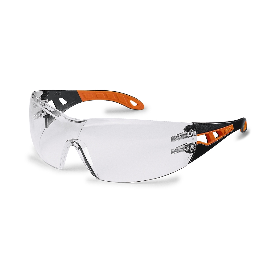 uvex pheos clear blk/orange safety specs