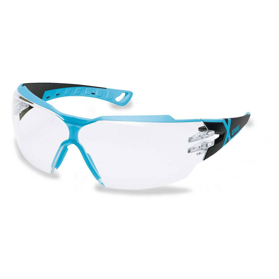 uvex pheos clear with blue arms safety specs