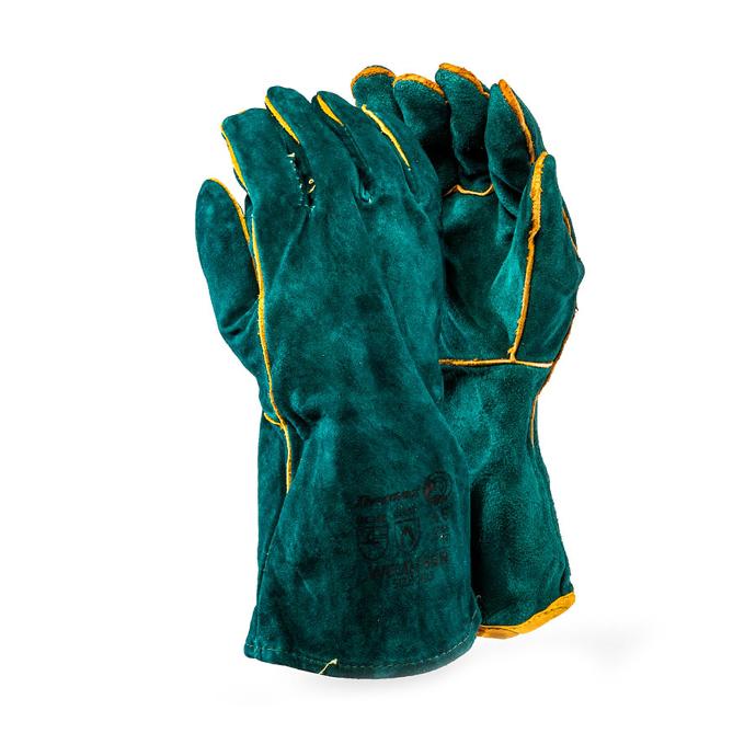 Dromex Green Leather Welding Glove 6in 150mm Cuff
