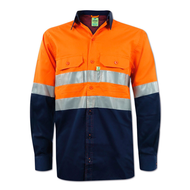 Titan Premium Navy/Orange Reflective Mining Shirt