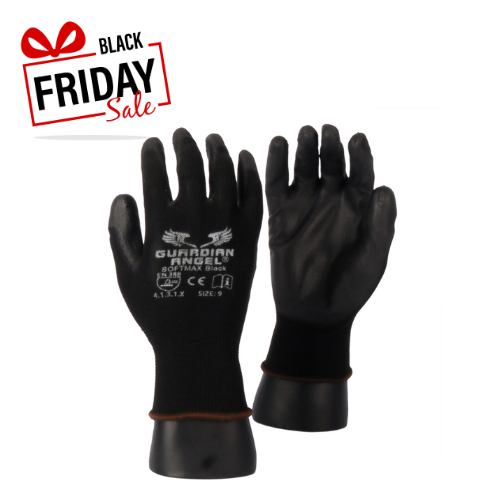Guardian Angel Softmax PU Black Gloves Inspectors Gloves