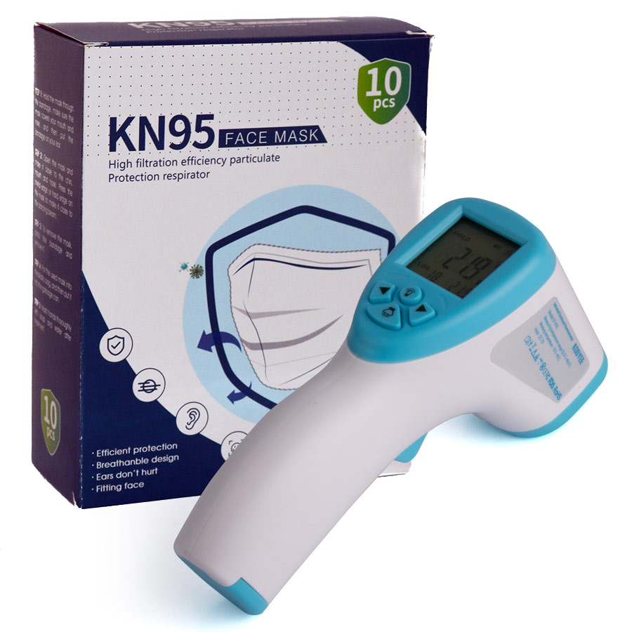 Non Contact Infrared Thermometer + Box of KN95 Masks