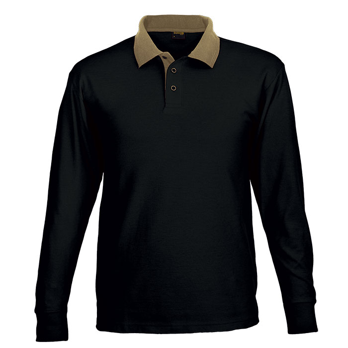 Barron Archer Long Sleeve Golfer - Black/Khaki