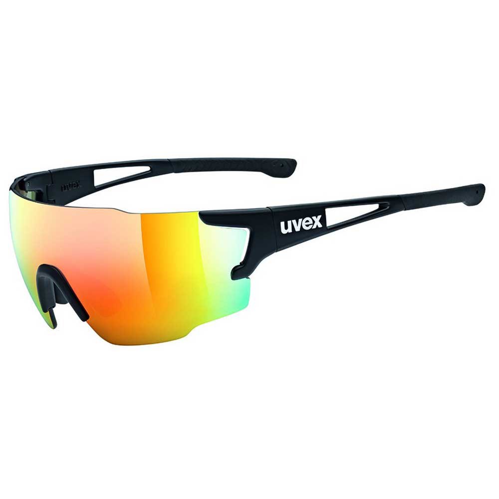 Lunettes De Soleil Uvex Occasion - Monture Noire Rectangulaire, Verres Miroir, Très Bon état
