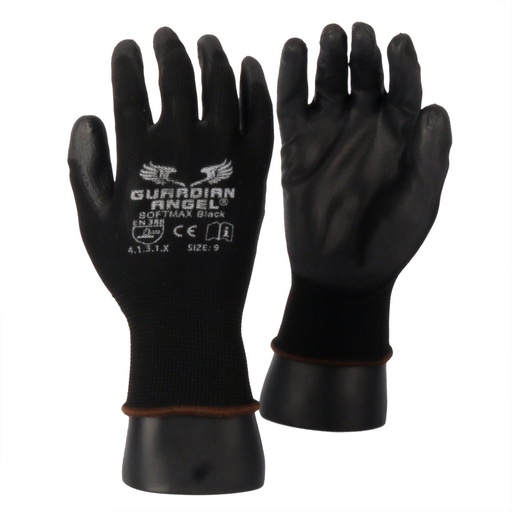 [GGBSOFTMAXBLK] Guardian Angel Softmax PU Black Gloves Inspectors Gloves