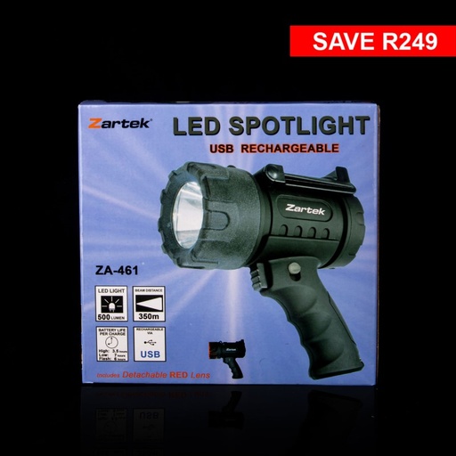 [IPBZA461] Zartek USB Rechargeable LED Spotlight Torch