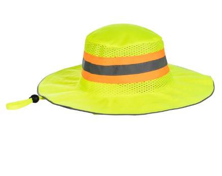 [H013] Hi-Visibility Brimmed  Hat - Lime + Reflective