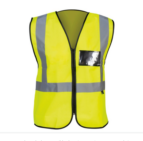 ECONO LIME REFLECTIVE VEST WITH ZIP&ID POUCH