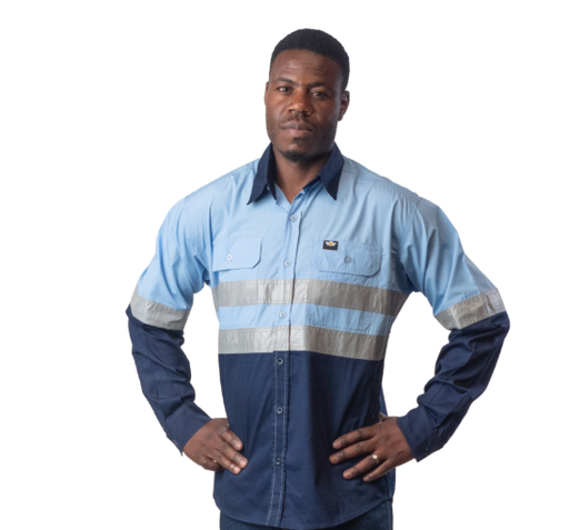 Vulcan Premium Mining L/S Shirt Vented-Sky Blu/Nvy