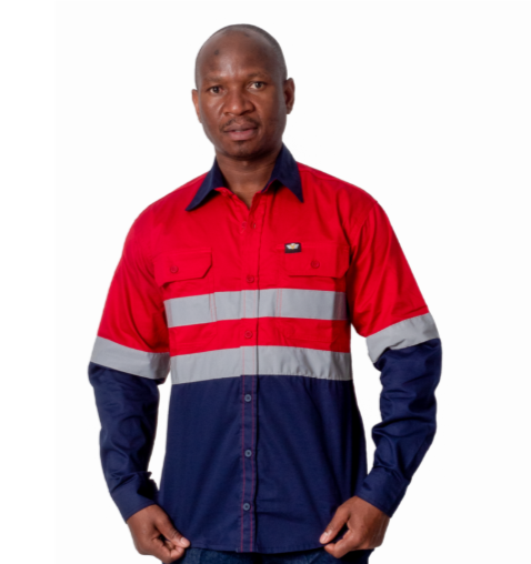 Vulcan Premium Mining L/S Shirt Vented-Red/Nvy